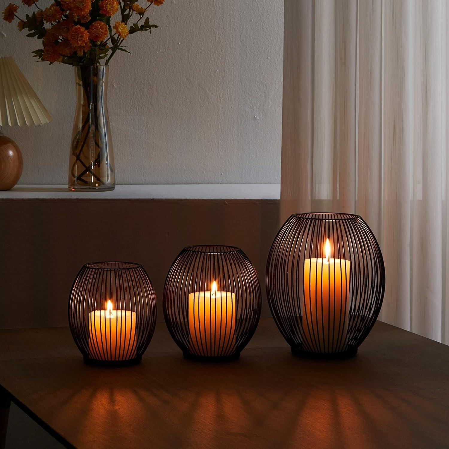 Soporte de Velas OLEEK Mediano de Hierro Negro para Mesa