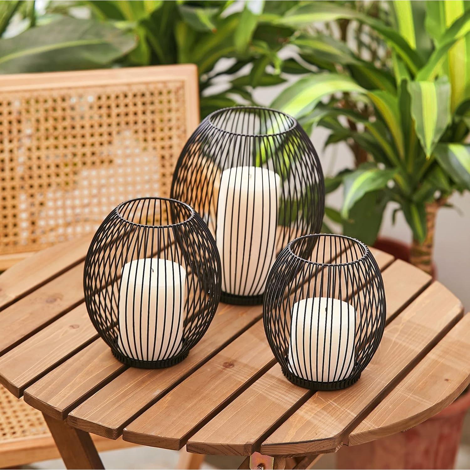 Soporte de Velas OLEEK Mediano de Hierro Negro para Mesa