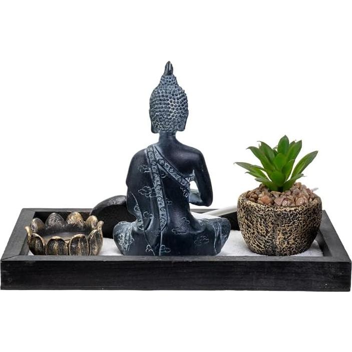 Juego de Jardín Zen Pacific Giftware con Estatua de Buda y Suculenta