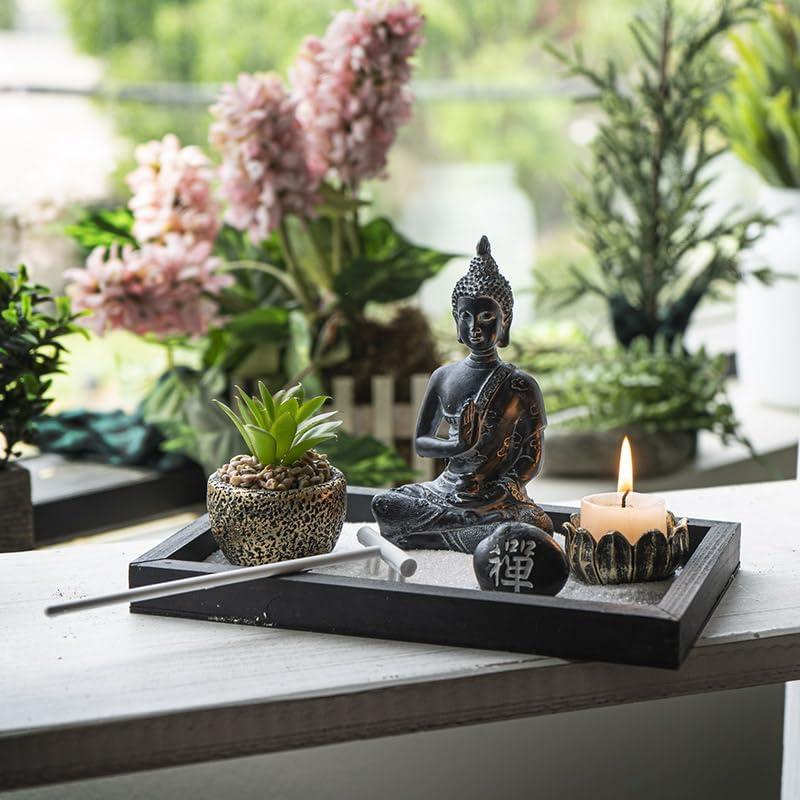 Juego de Jardín Zen Pacific Giftware con Estatua de Buda y Suculenta