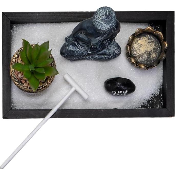 Juego de Jardín Zen Pacific Giftware con Estatua de Buda y Suculenta