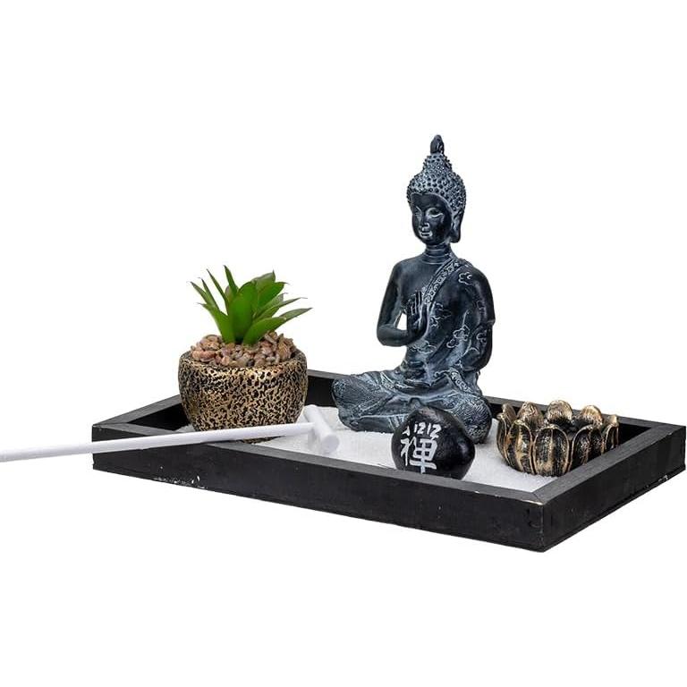 Juego de Jardín Zen Pacific Giftware con Estatua de Buda y Suculenta