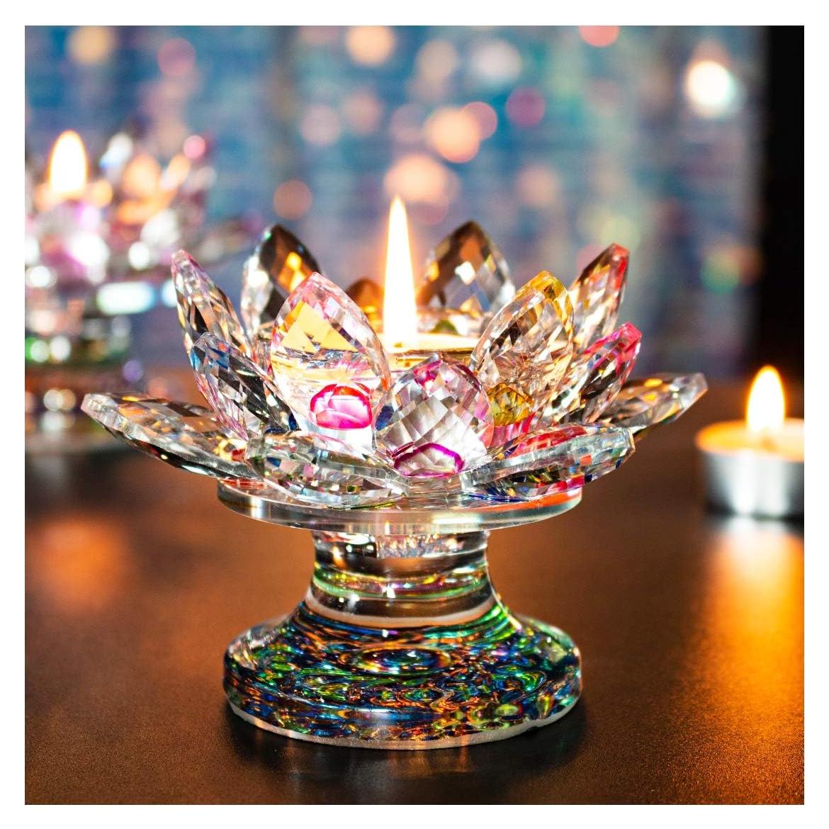 Soporte de Vela de Loto de Cristal Colorido H&D 11.43cm