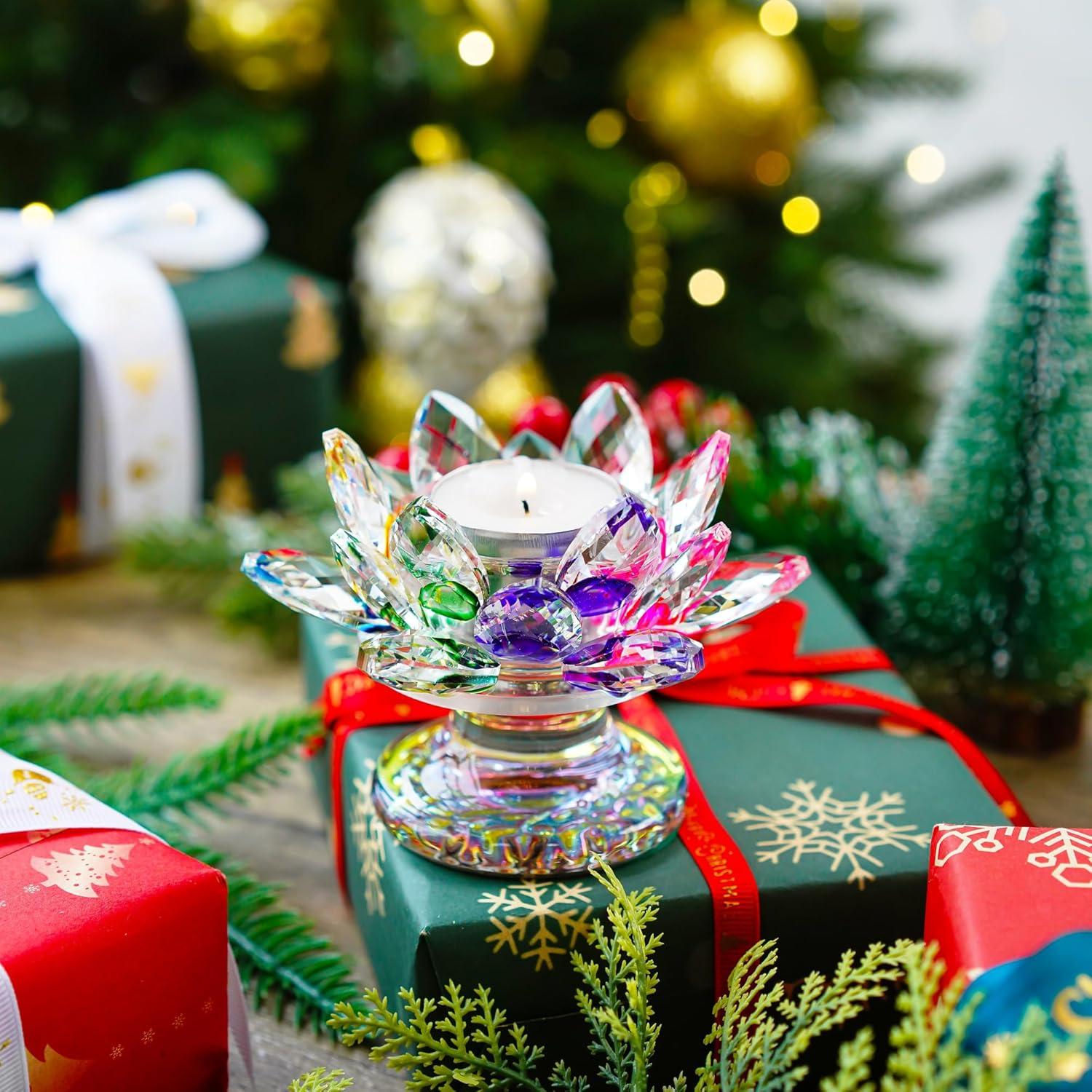 Soporte de Vela de Loto de Cristal Colorido H&D 11.43cm