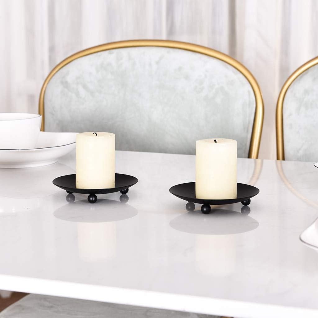 Soporte de Vela de Hierro Negro SUJUN - Juego de 2, 11.1 cm