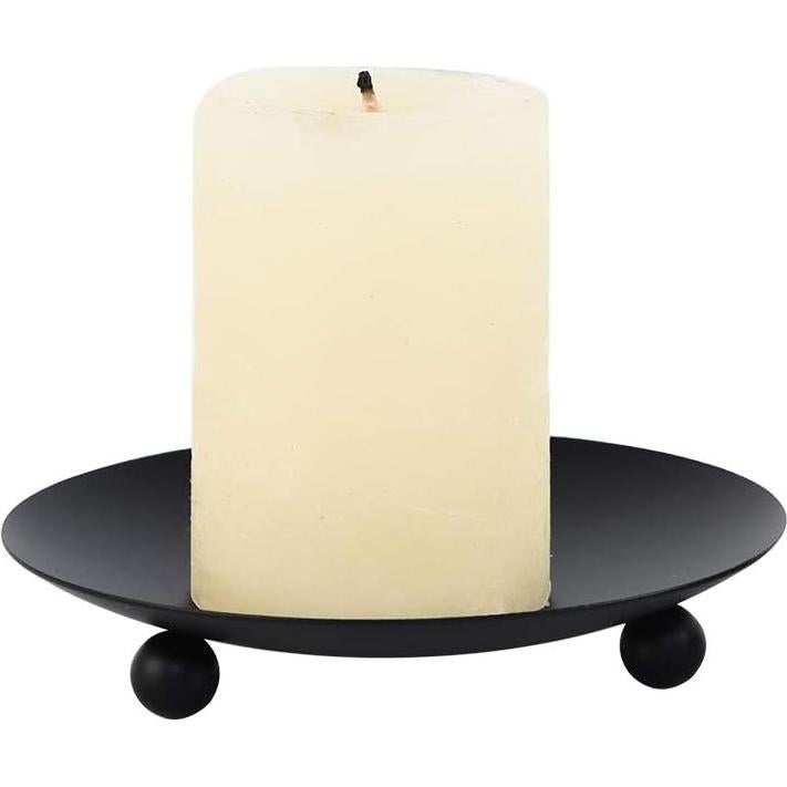 Soporte de Vela de Hierro Negro SUJUN - Juego de 2, 11.1 cm