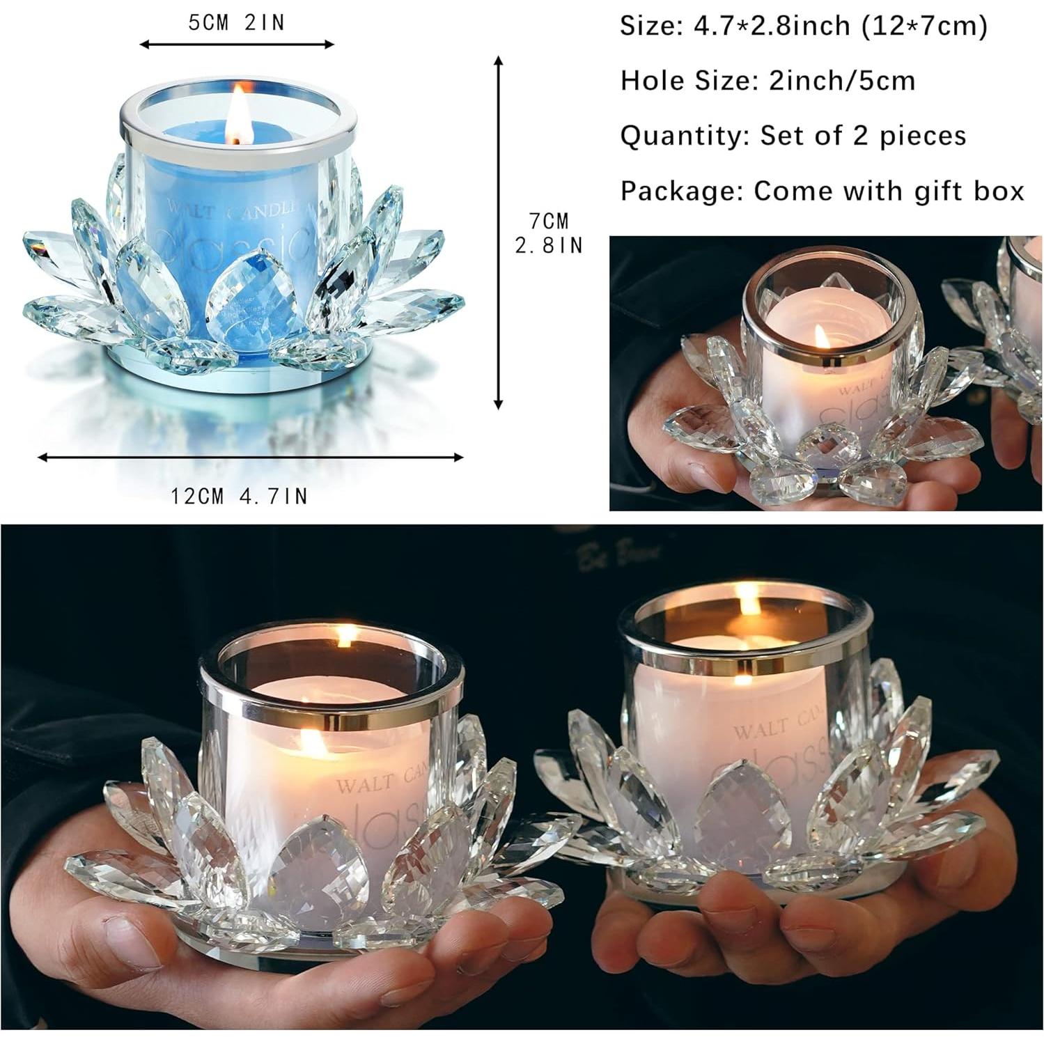 Soporte de Vela de Loto Claro QFkris - Juego de 2 Piezas