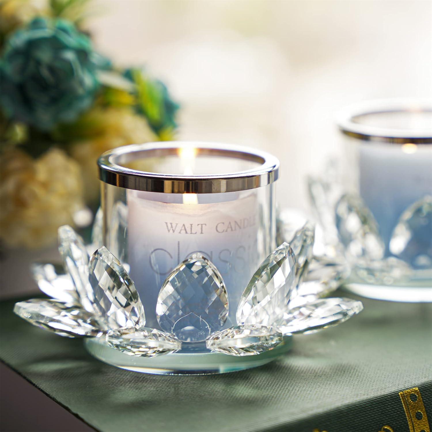 Soporte de Vela de Loto Claro QFkris - Juego de 2 Piezas