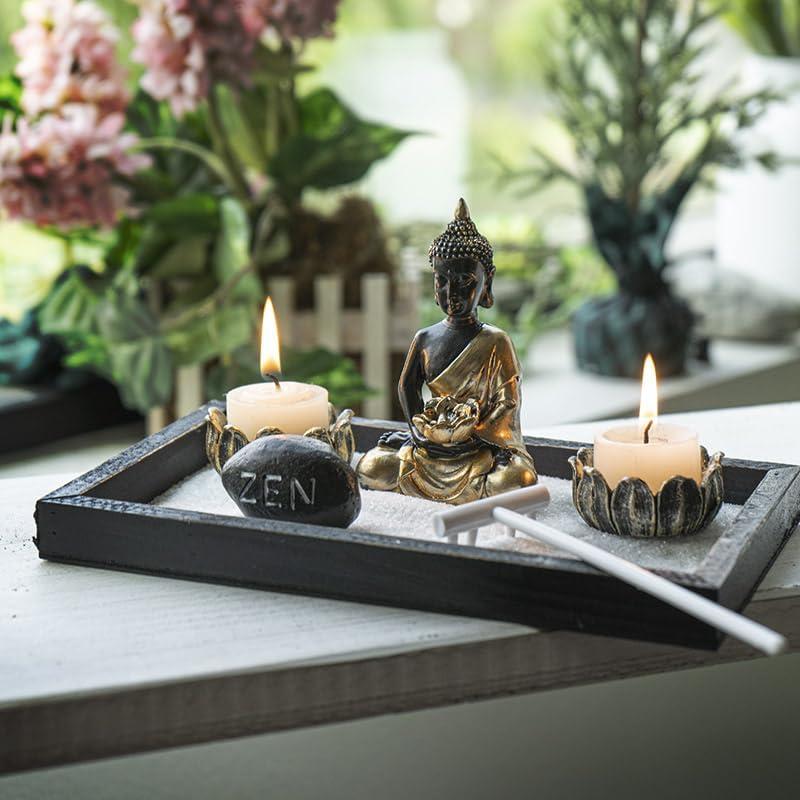 Jardín Zen de Mesa Pacific Giftware con Estatua de Buda y Velas
