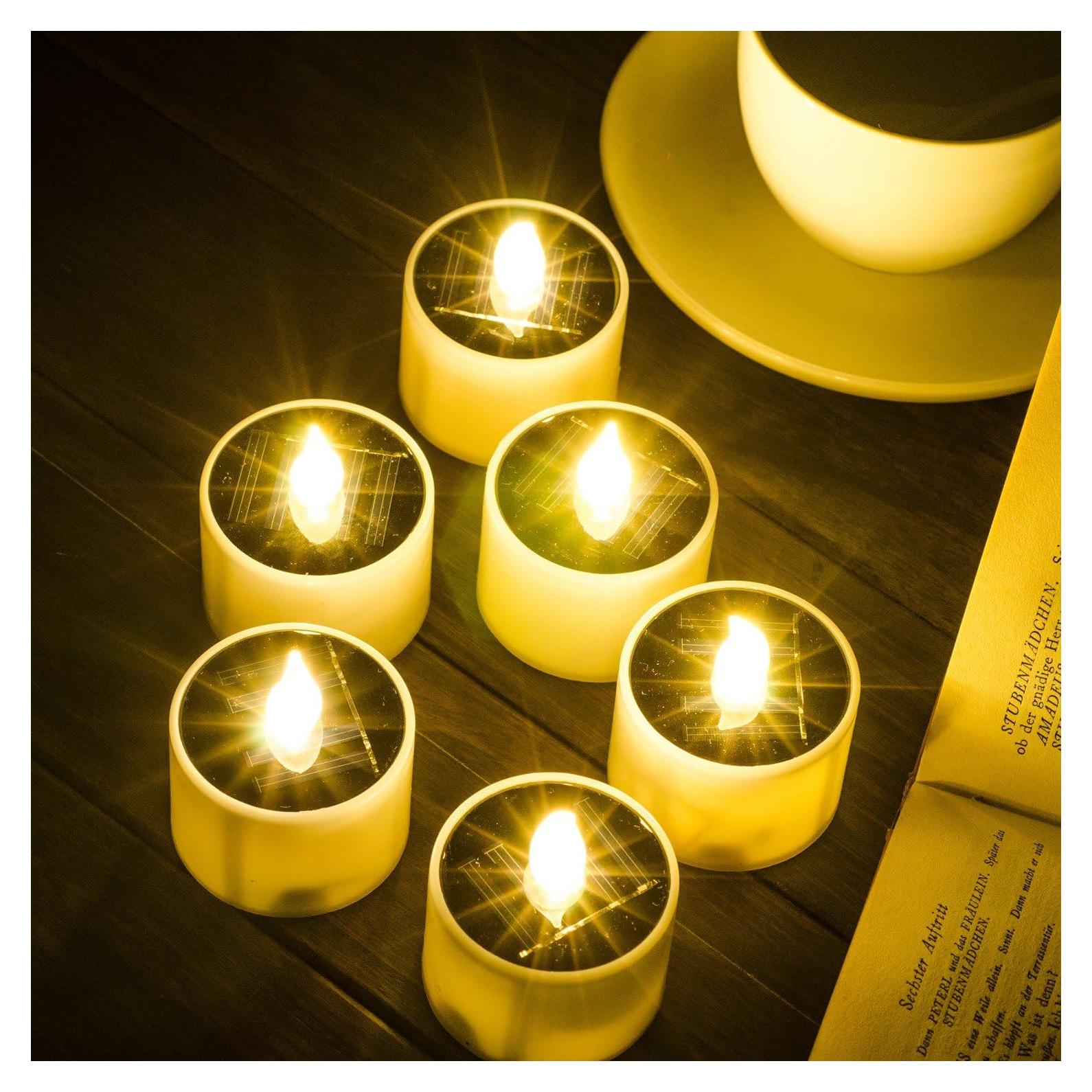 Velas de Té Solares SoulBay 6 Pcs IP65 Recargables LED