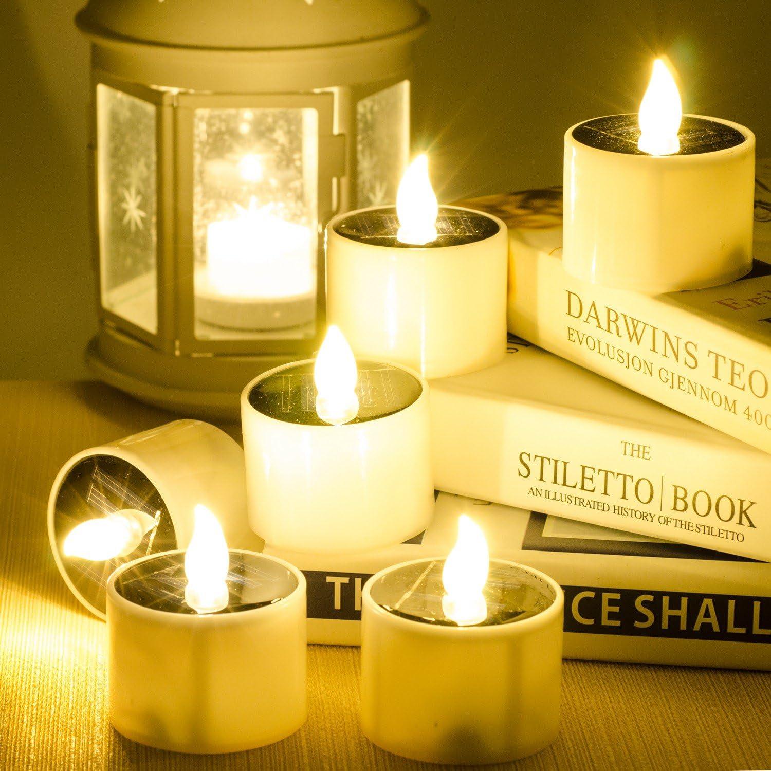 Velas de Té Solares SoulBay 6 Pcs IP65 Recargables LED