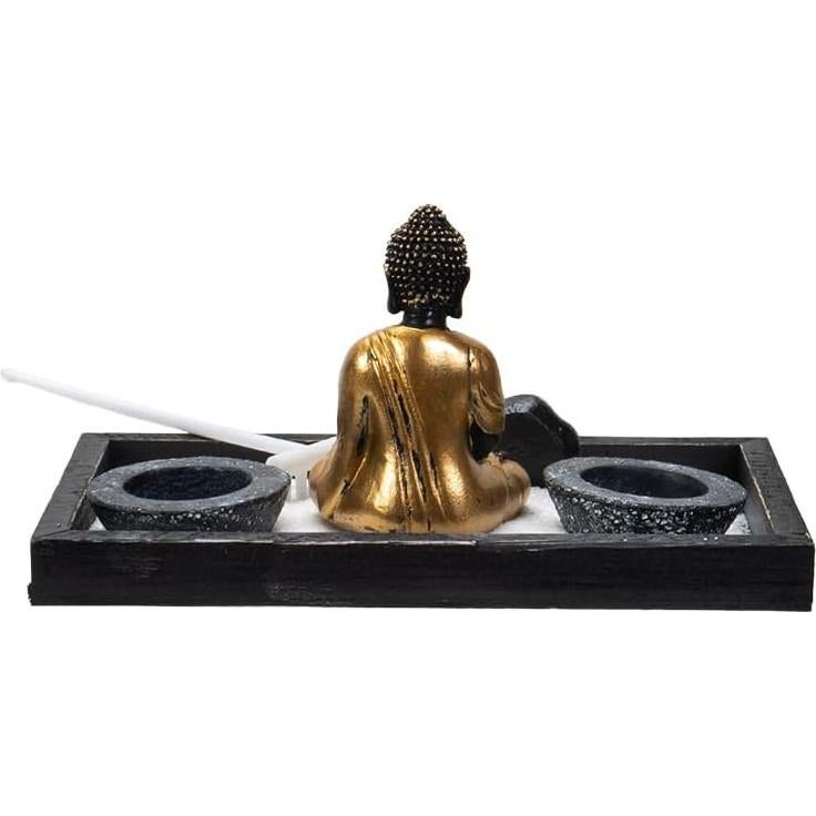 Juego de Jardín Zen Pacific Giftware con Buda Negro y Dorado