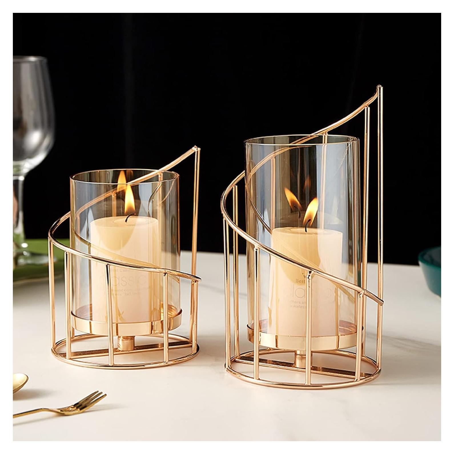 Conjunto de 2 Soportes para Velas MrMrKura Dorado