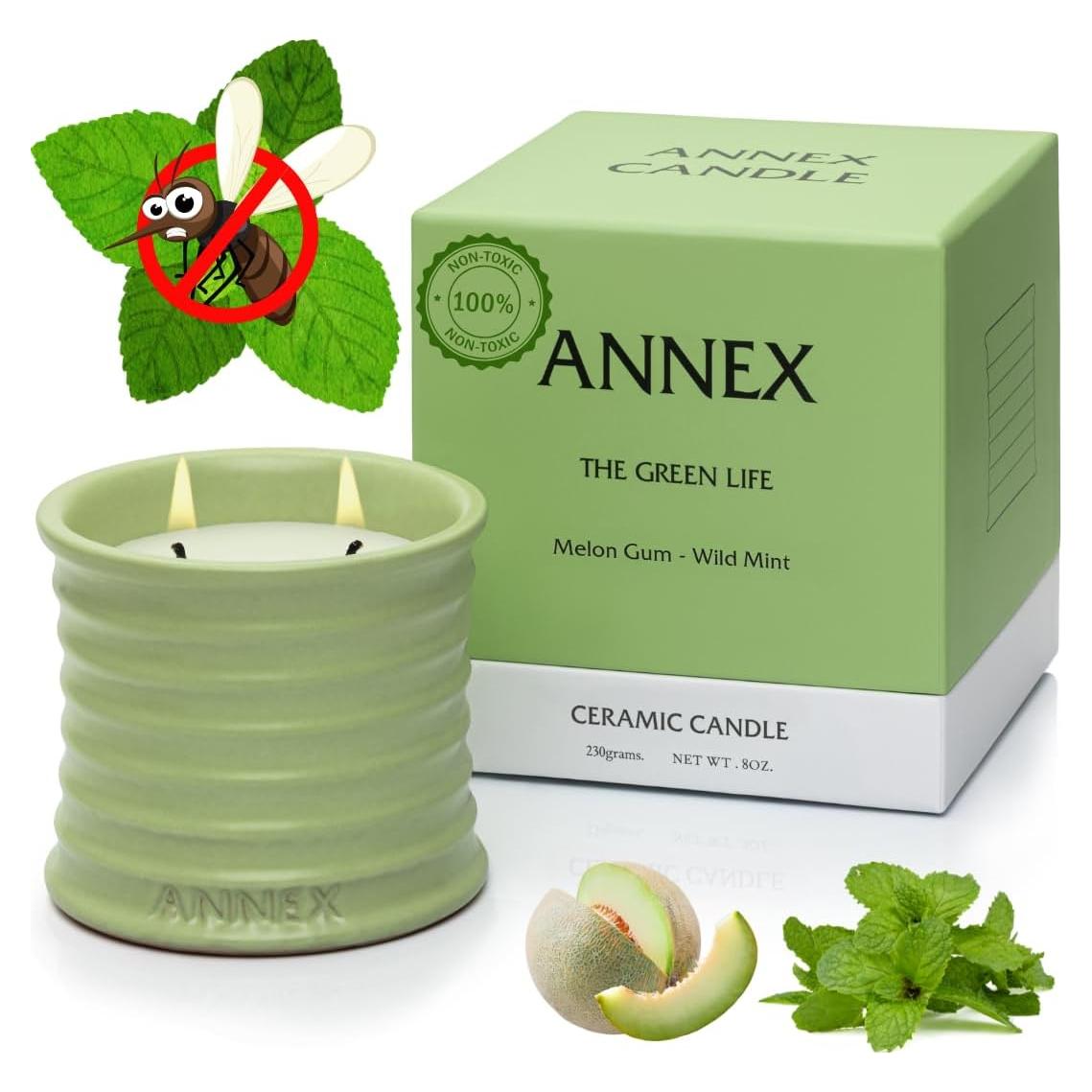 Vela Aromática de Soja Annex Melón y Menta 312g - Repelente