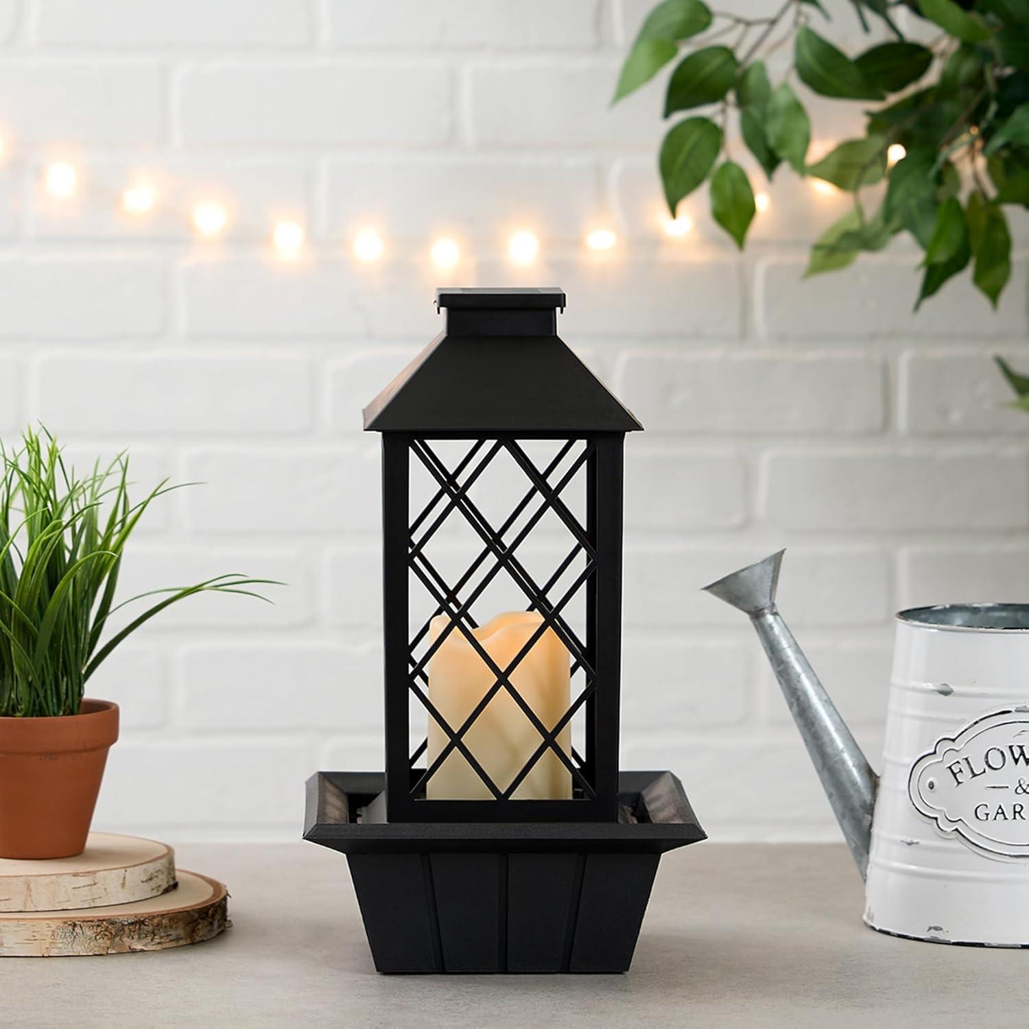 Fuente de mesa Accent Plus con luz LED, 34.3 cm, negra