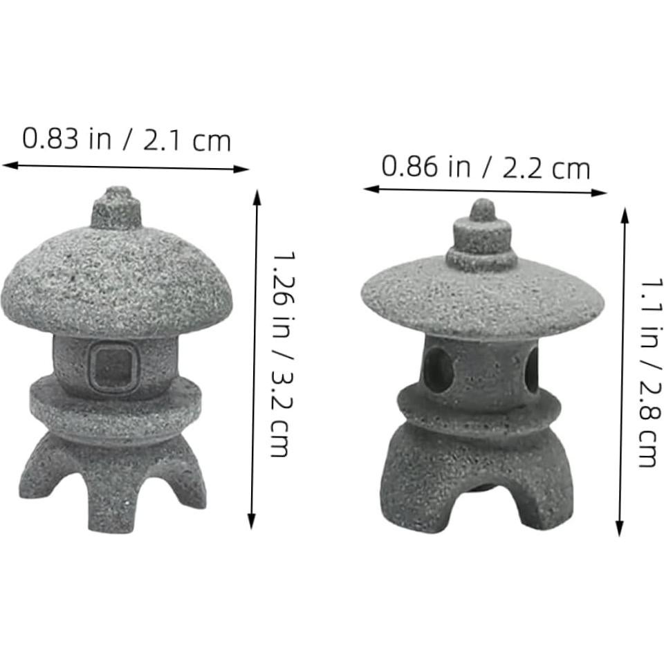 2 Figuras de Pagoda Miniatura NAMOARLY para Jardín Zen