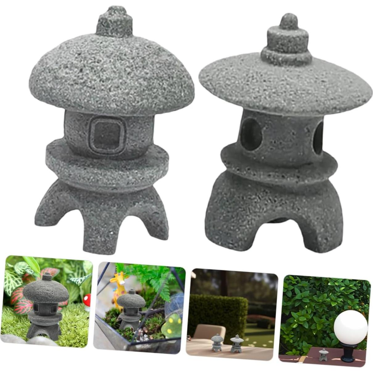 2 Figuras de Pagoda Miniatura NAMOARLY para Jardín Zen