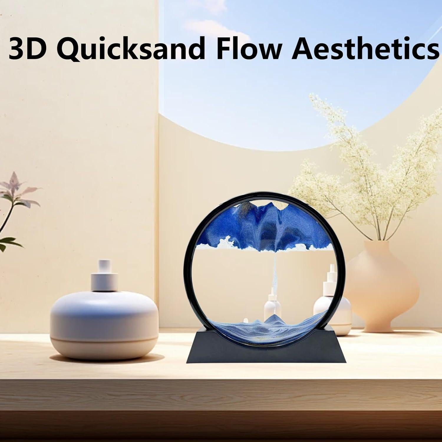 Arte de Arena en Movimiento AzureLeap 18 cm Azul 3D Decoración