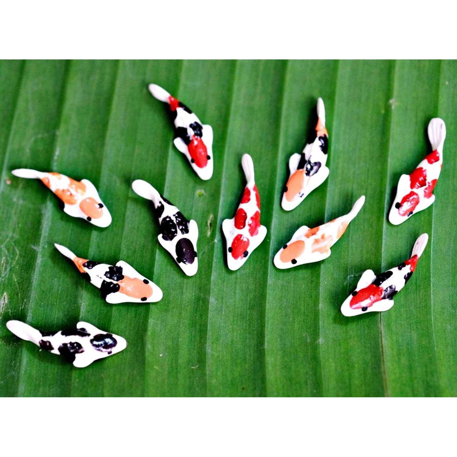 10 Figuras de Peces Koi de Arcilla para Jardín Decorativo