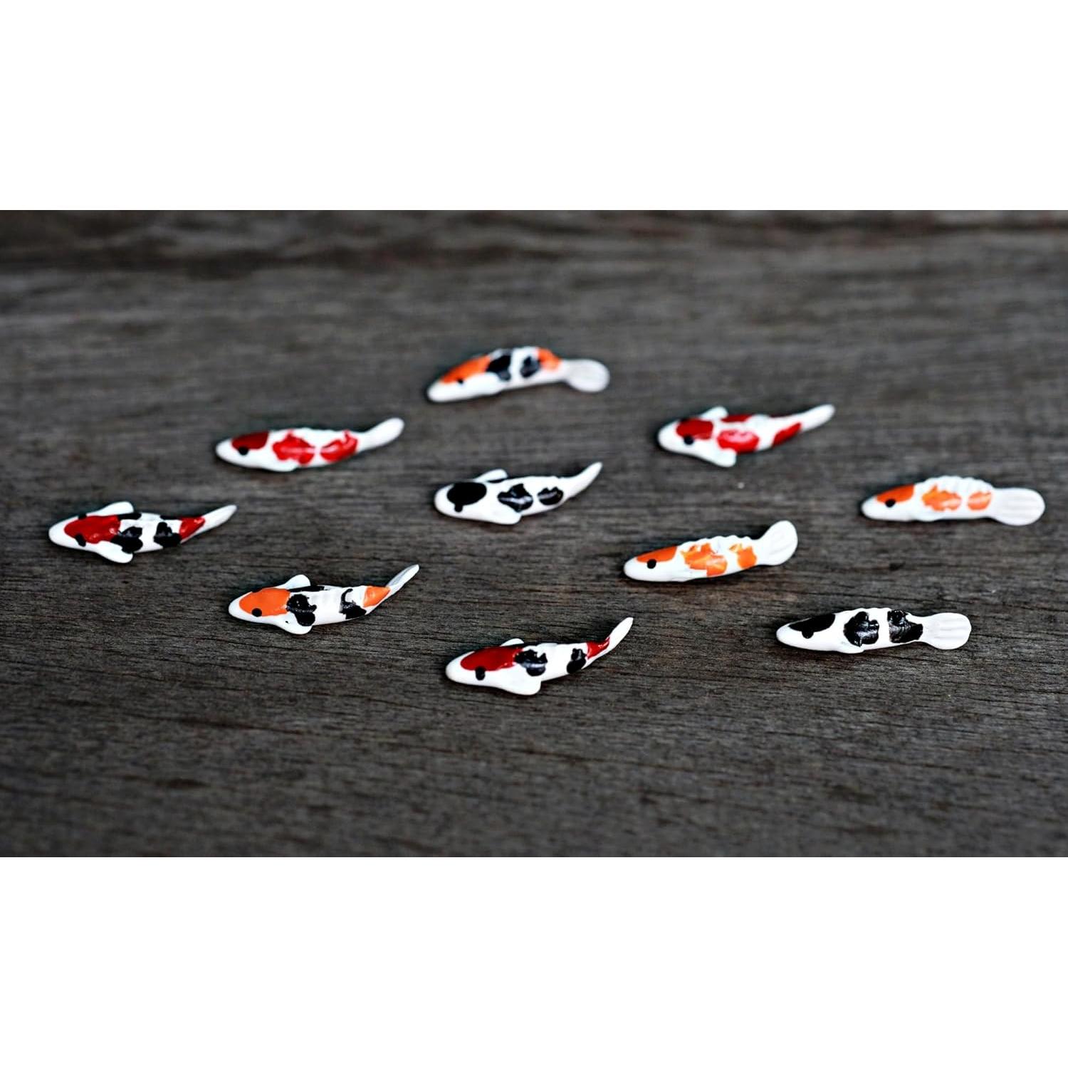 10 Figuras de Peces Koi de Arcilla para Jardín Decorativo