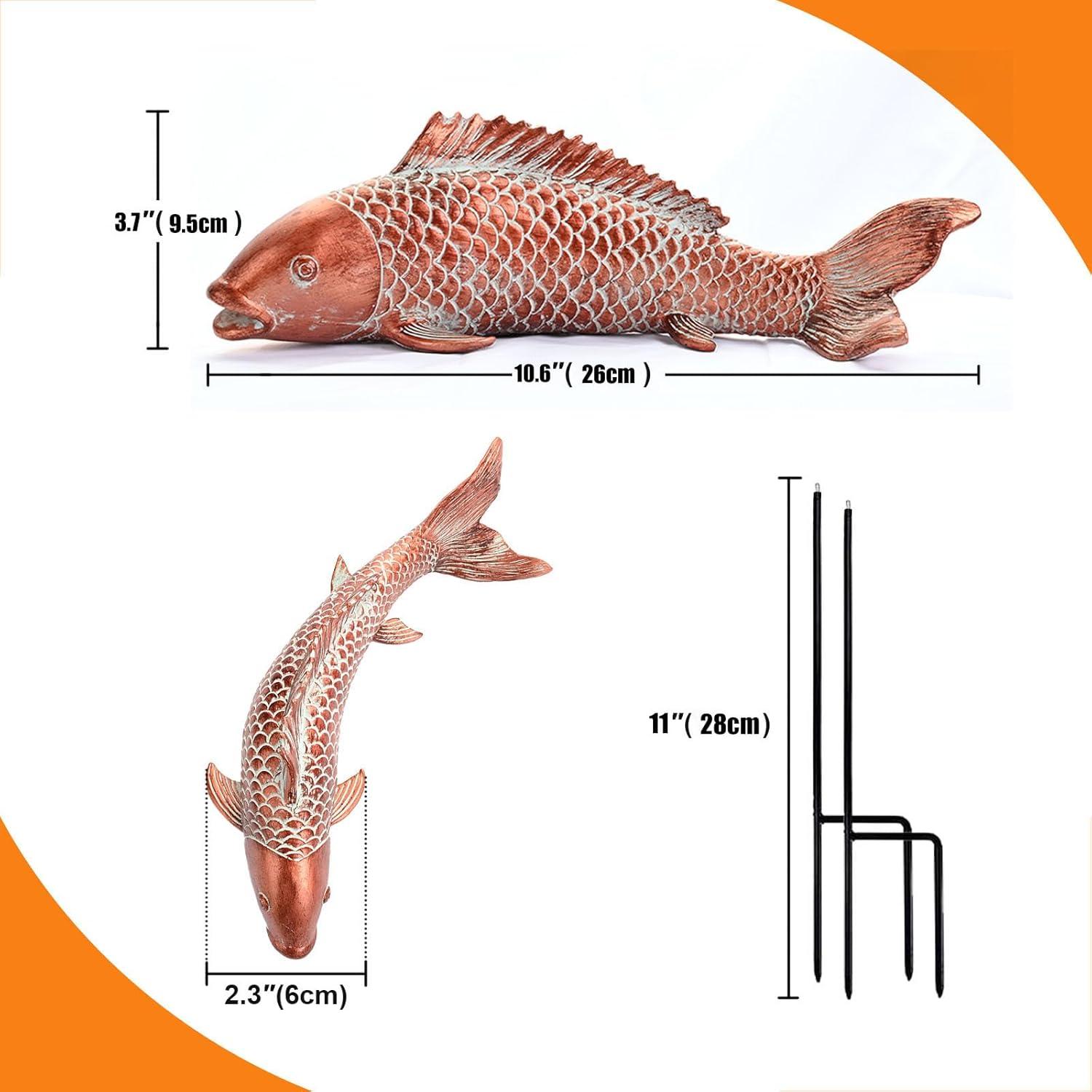 Estatuas de Jardín Wosuine 2pcs Peces Koi Cobre Antiguo 26.9cm