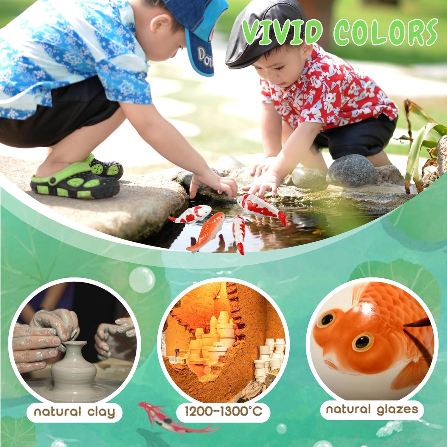 Pez Koi Flotante de Cerámica JINYEAH 10x4 cm 2PCS