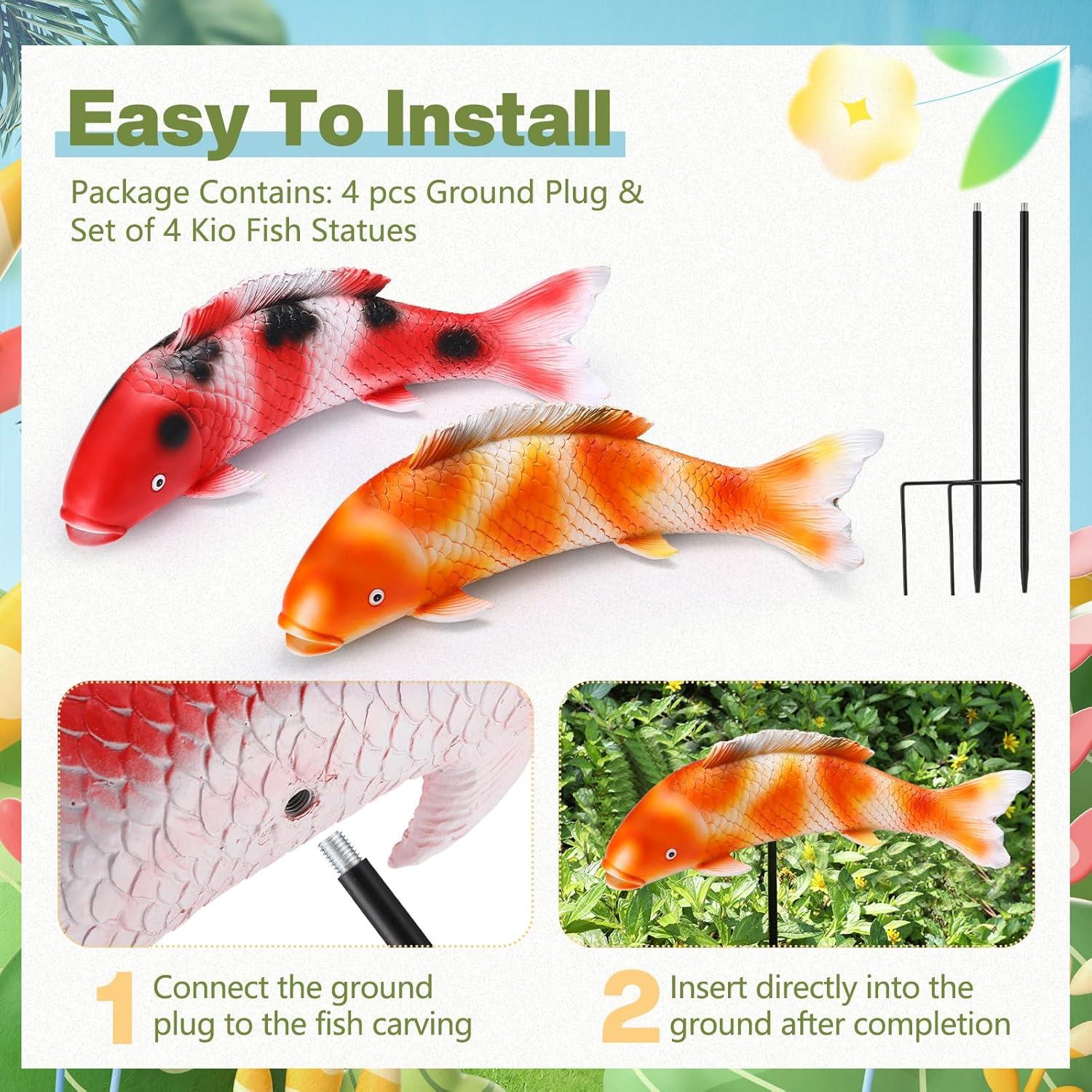 Estatuas de Pez Koi Suzile 36 cm - 2 Piezas para Jardín