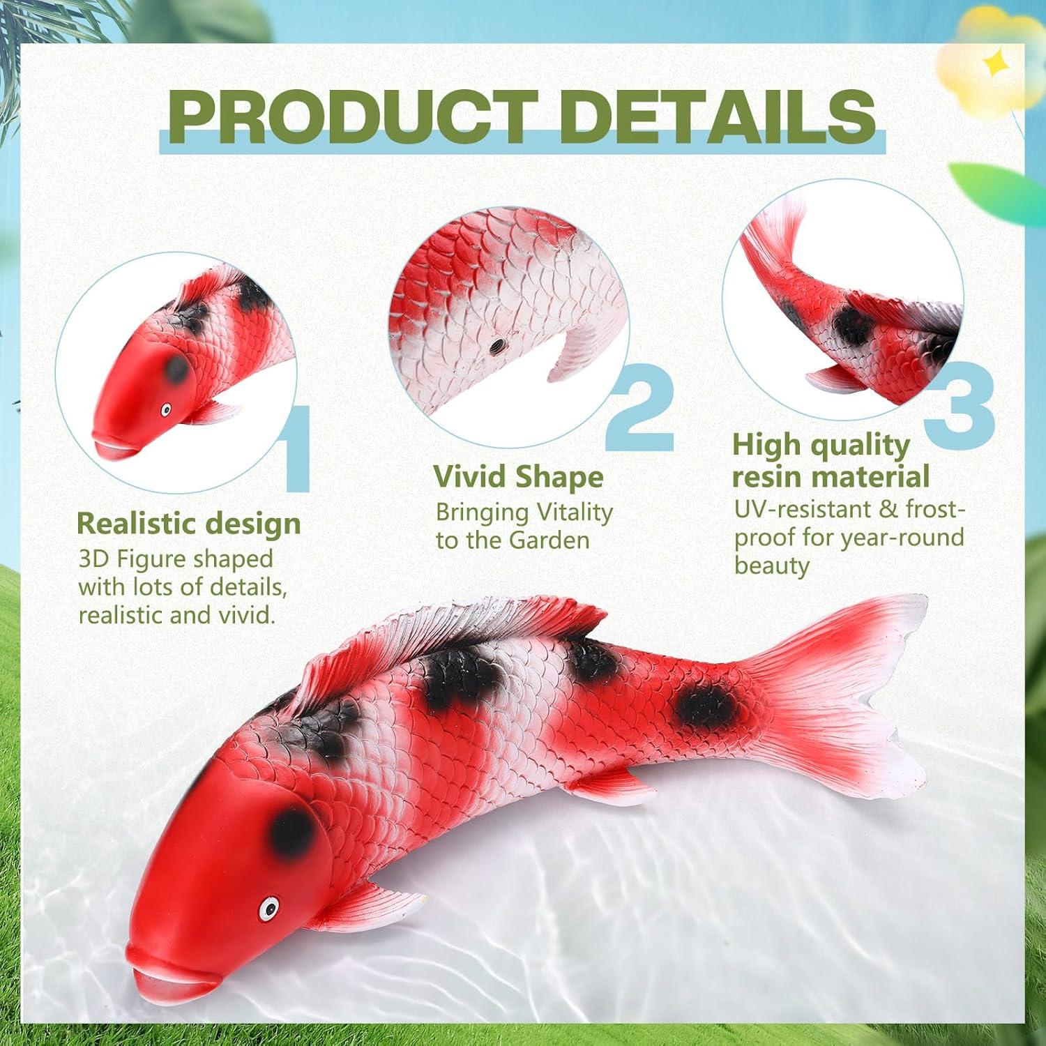 Estatuas de Pez Koi Suzile 36 cm - 2 Piezas para Jardín