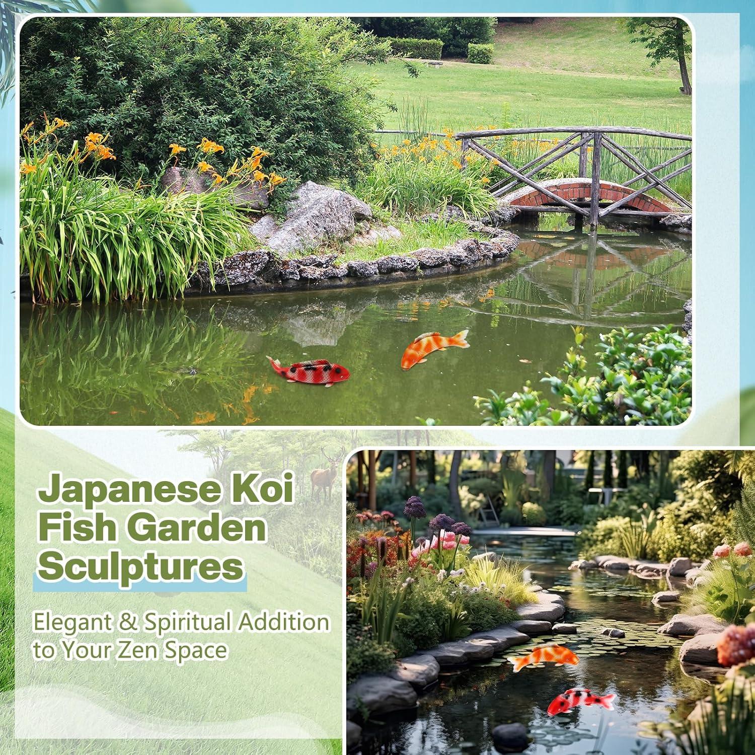 Estatuas de Pez Koi Suzile 36 cm - 2 Piezas para Jardín