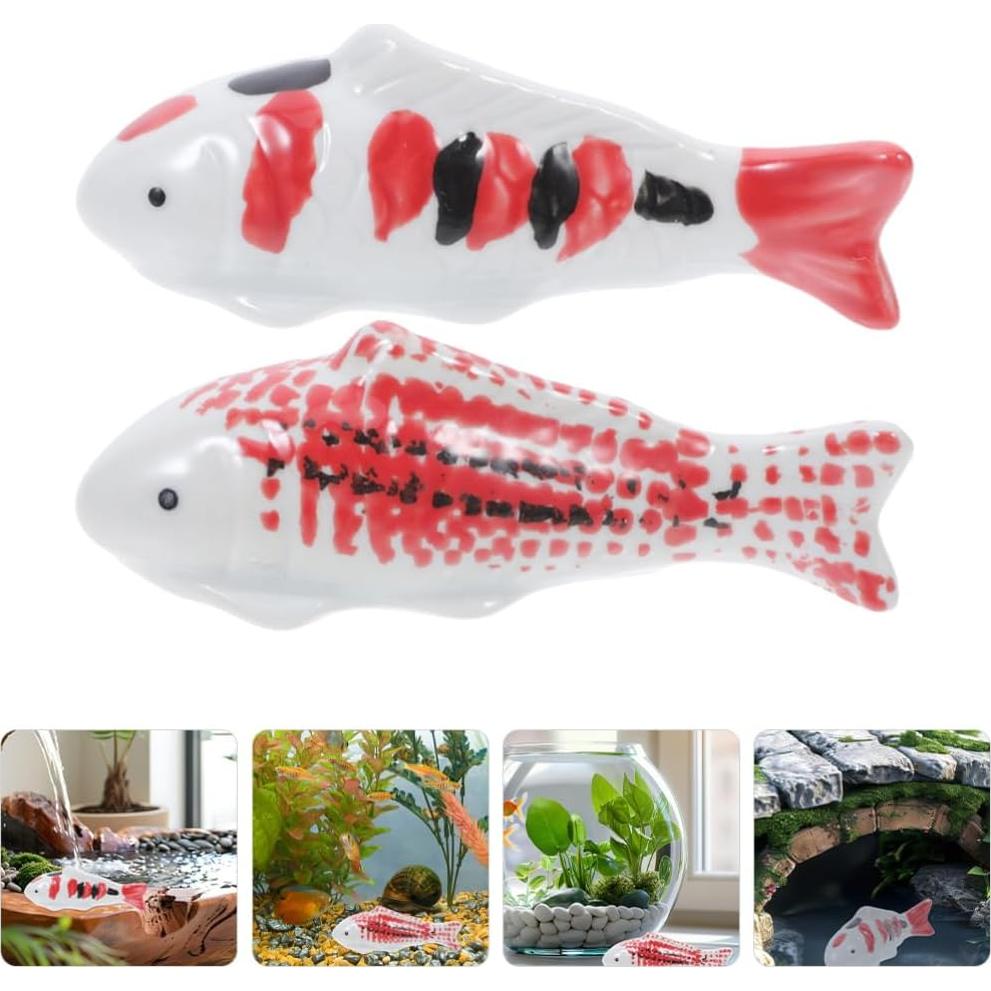 Adornos de Acuario Cerámica Milisten 2pcs Peces Koi Flotantes