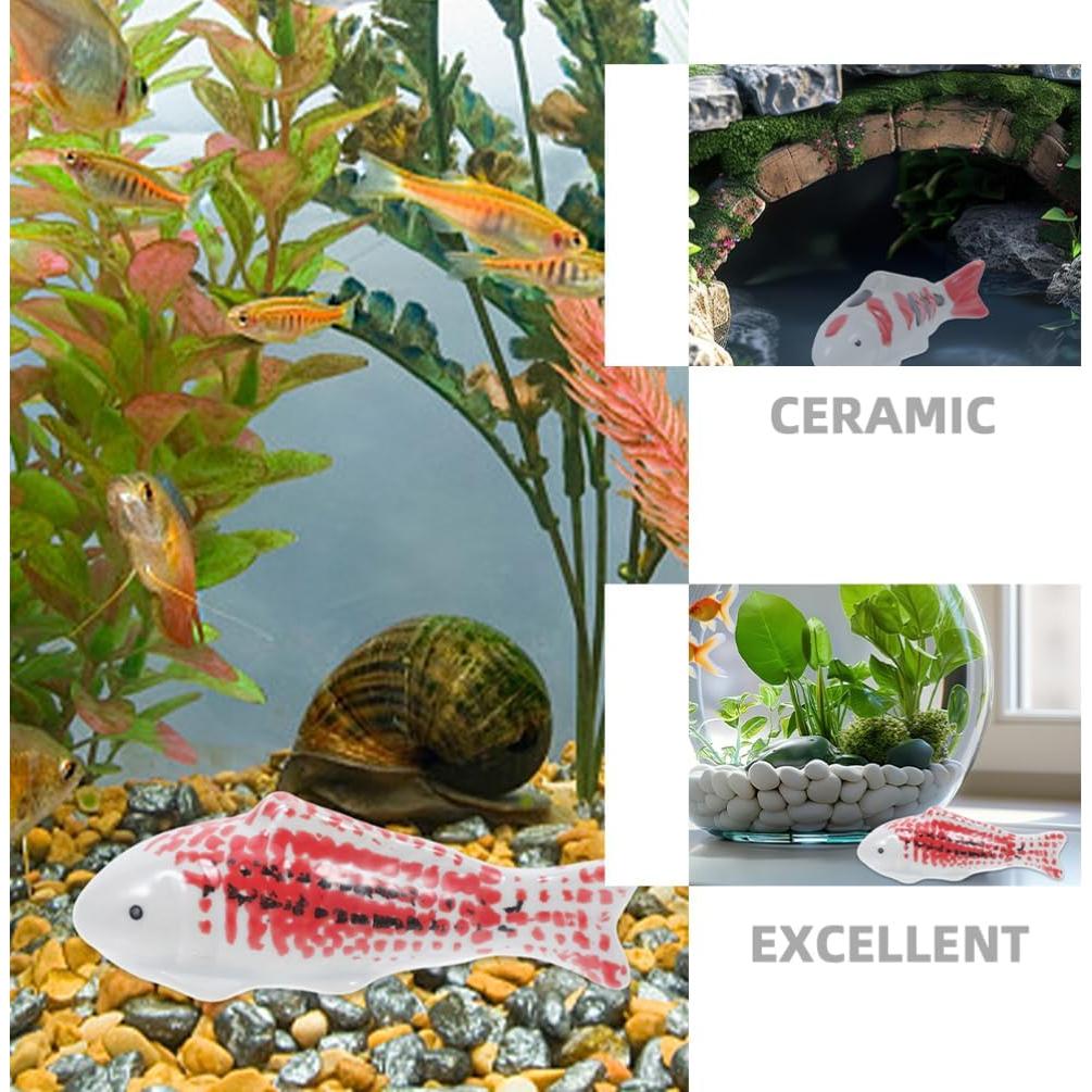 Adornos de Acuario Cerámica Milisten 2pcs Peces Koi Flotantes