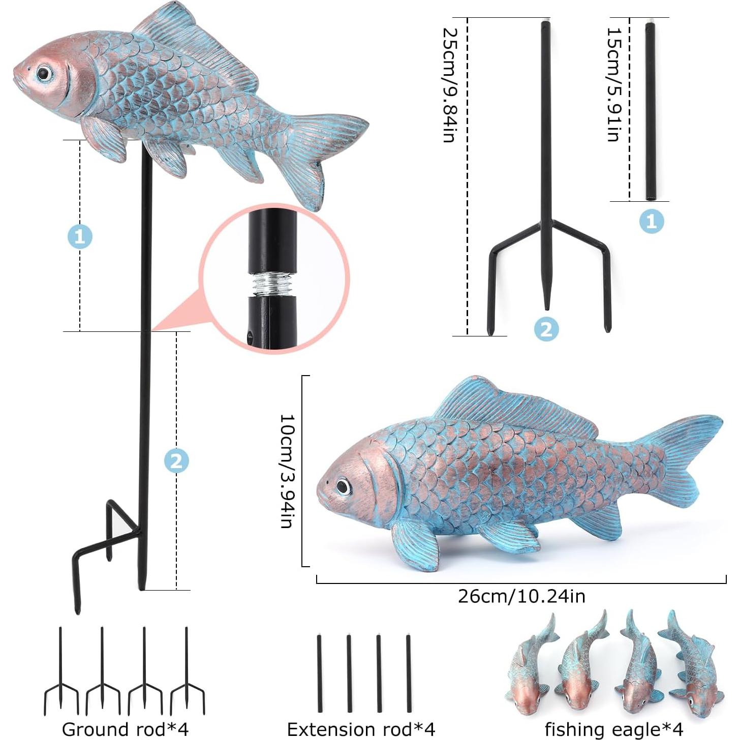 Estatuas de Jardín Koi 4 Piezas Lovely Ran Bronce 26x12x10 cm