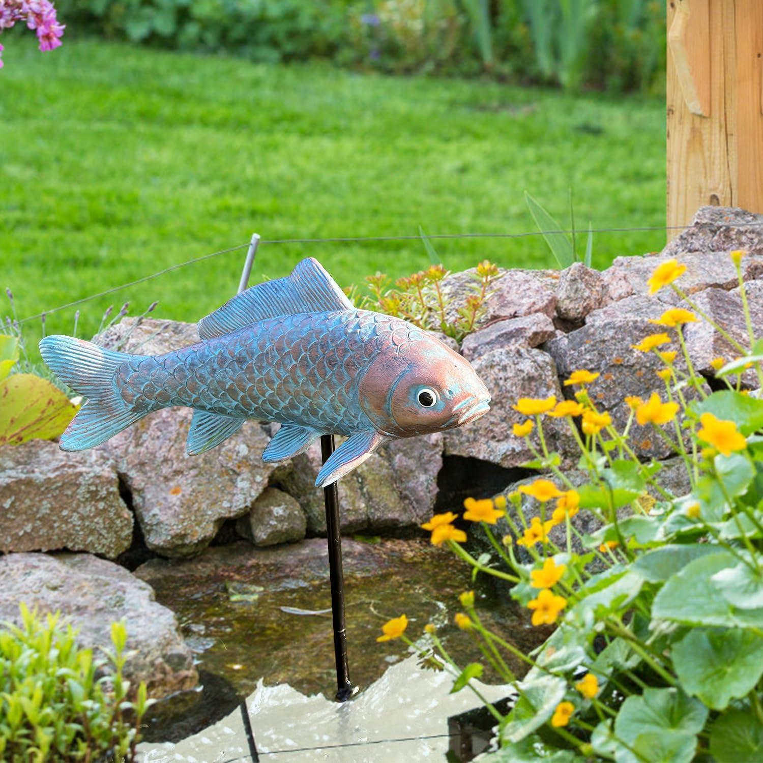 Estatuas de Jardín Koi 4 Piezas Lovely Ran Bronce 26x12x10 cm