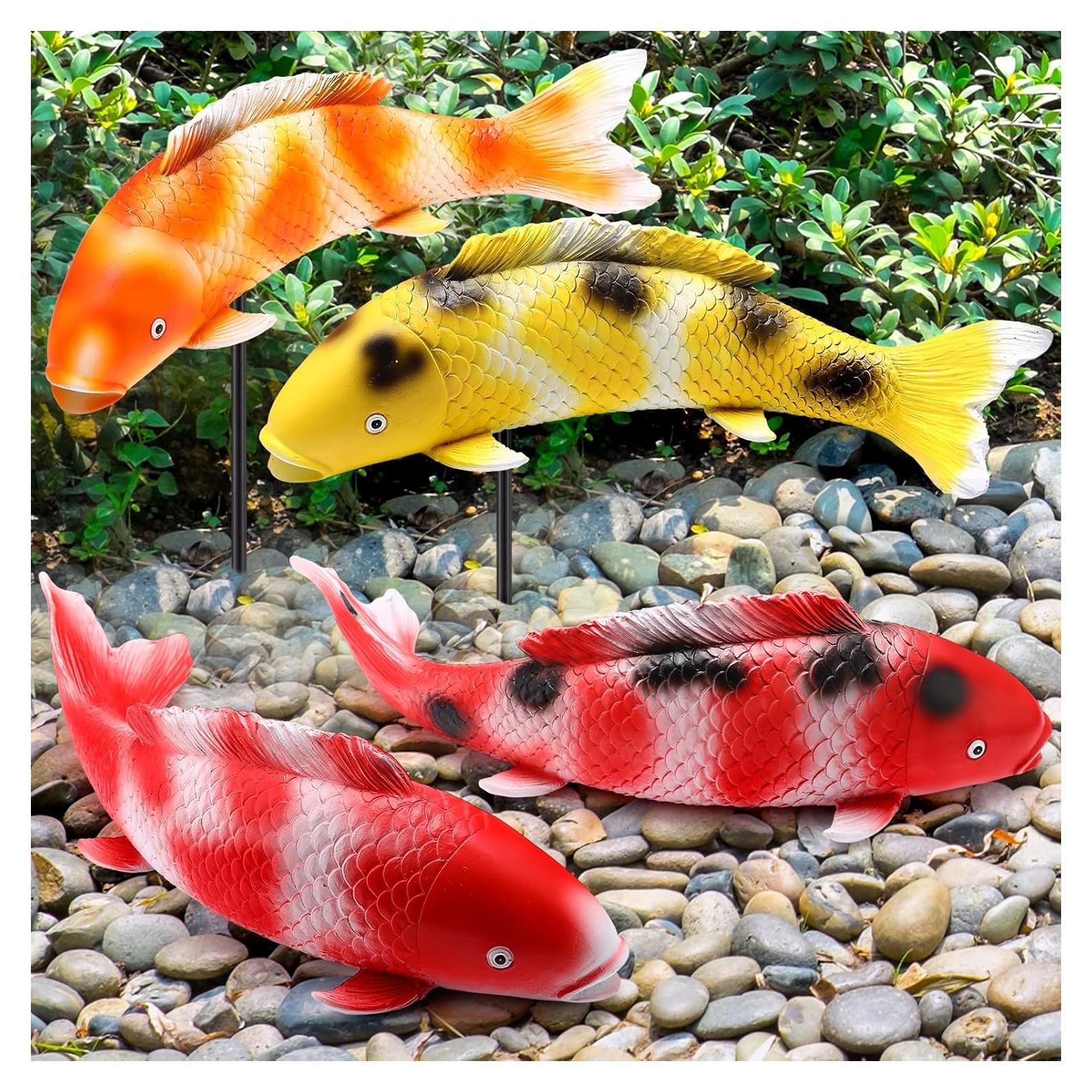Estatuas de Jardín Koi Suzile 4 Piezas 36 cm Resina Colorida