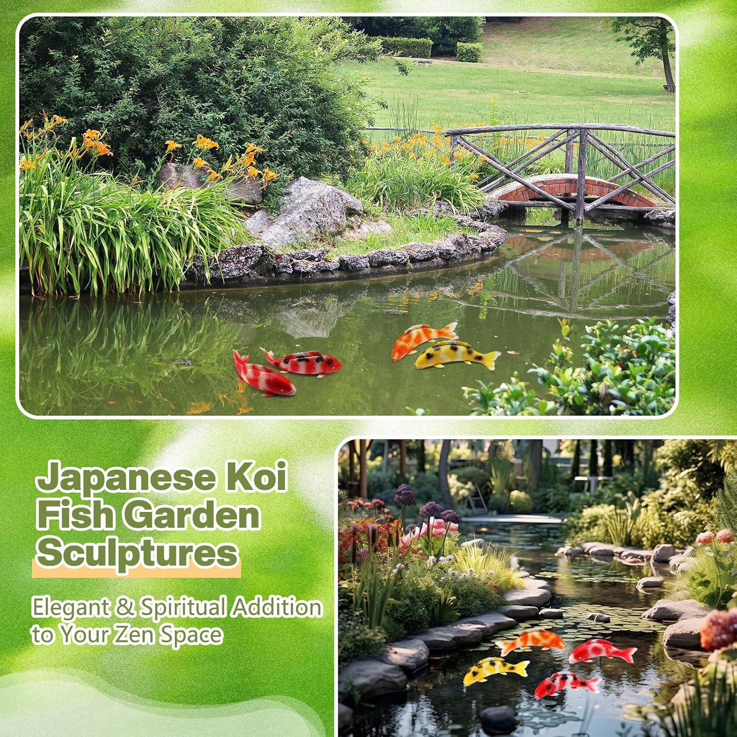 Estatuas de Jardín Koi Suzile 4 Piezas 36 cm Resina Colorida