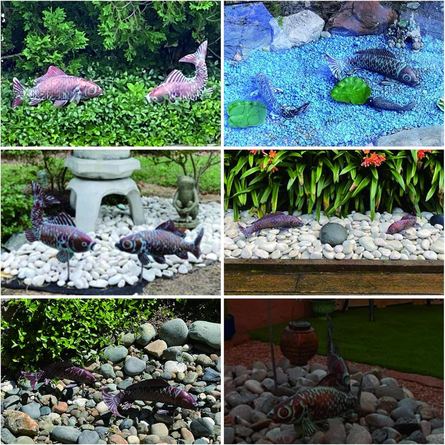 Conjunto de 3 Estatuas de Koi CLYB en Cobre Antiguo 27.4x40.4cm