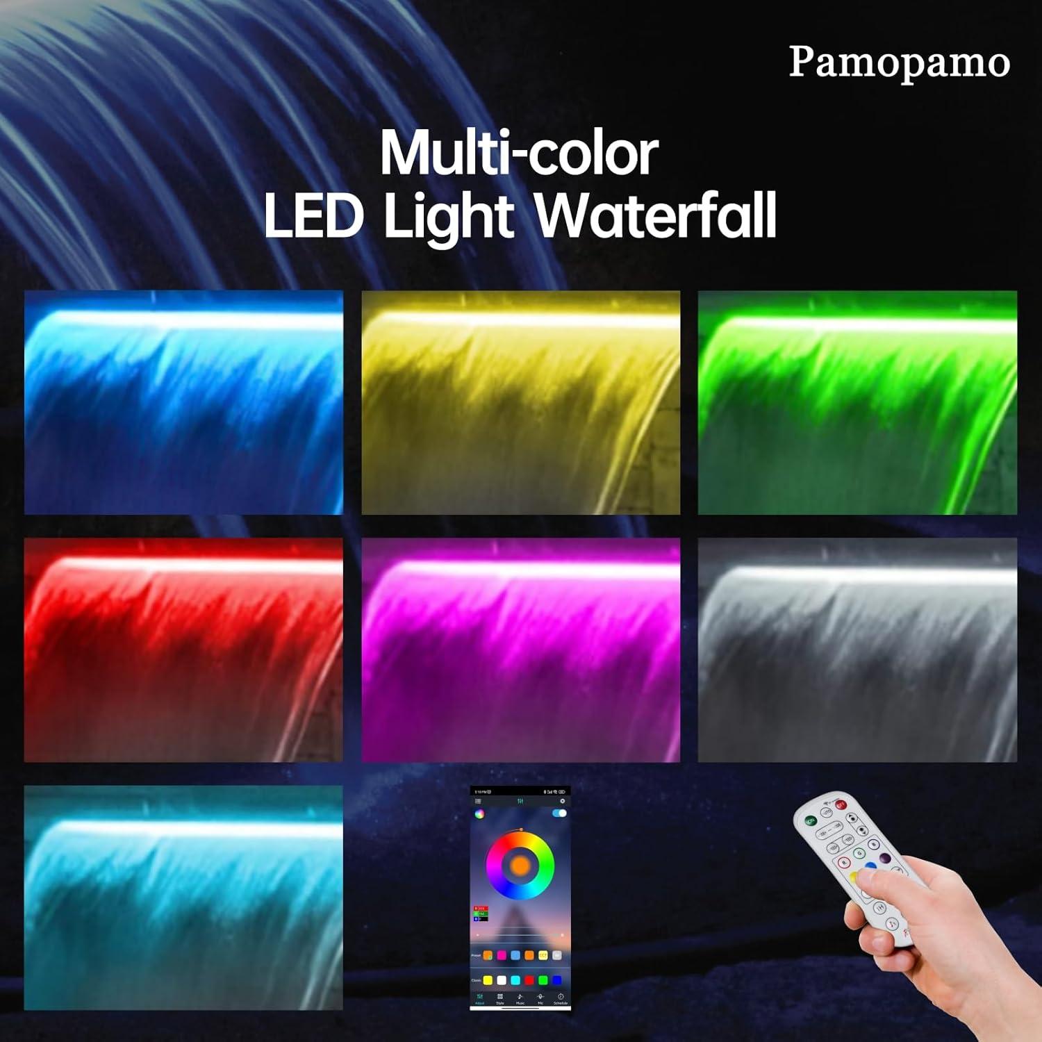 Desagüe de Cascada Iluminada Pamopamo Acero Inoxidable 30 cm