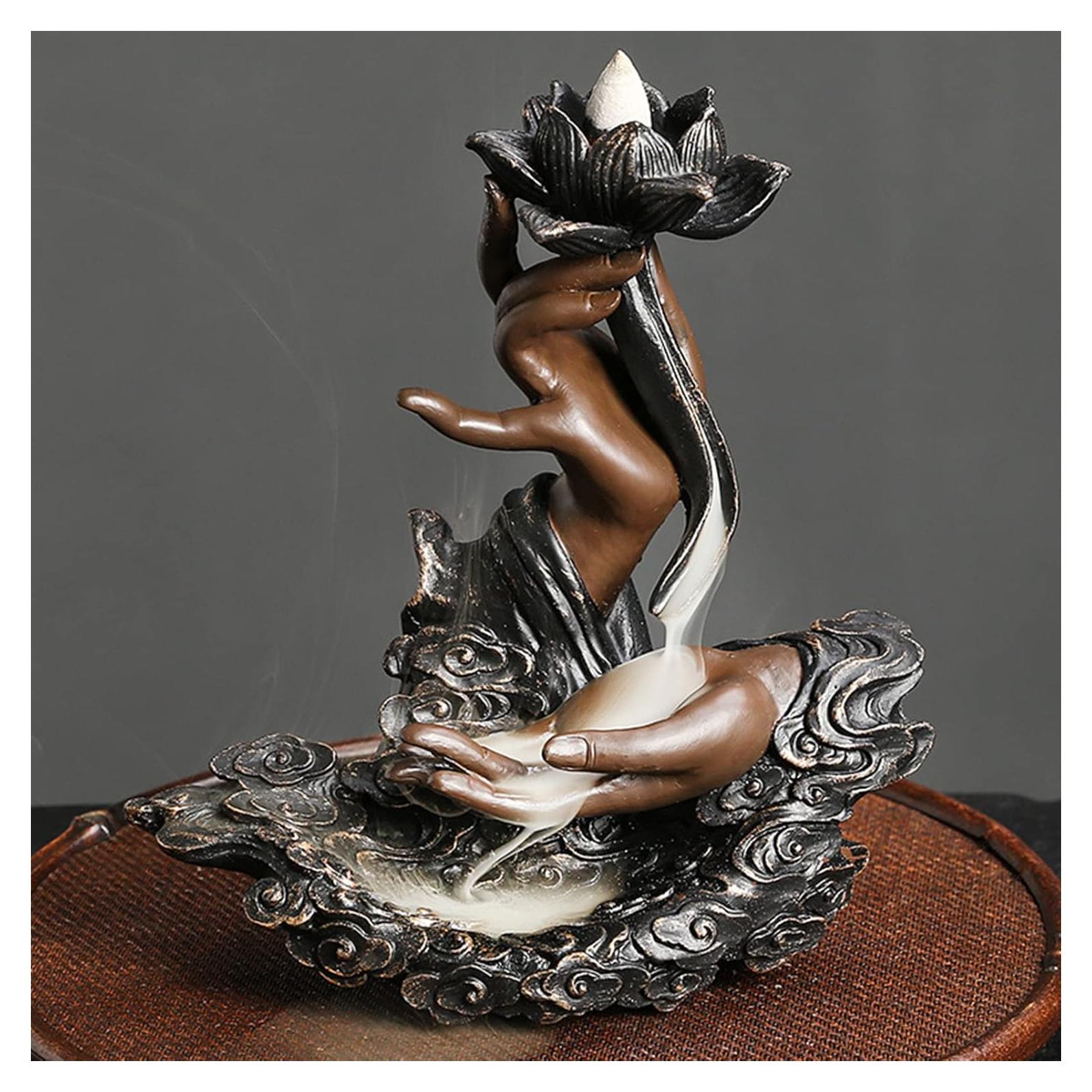 Quemador de Incienso de Retroceso Comeon Mano Zen con 20 Conos