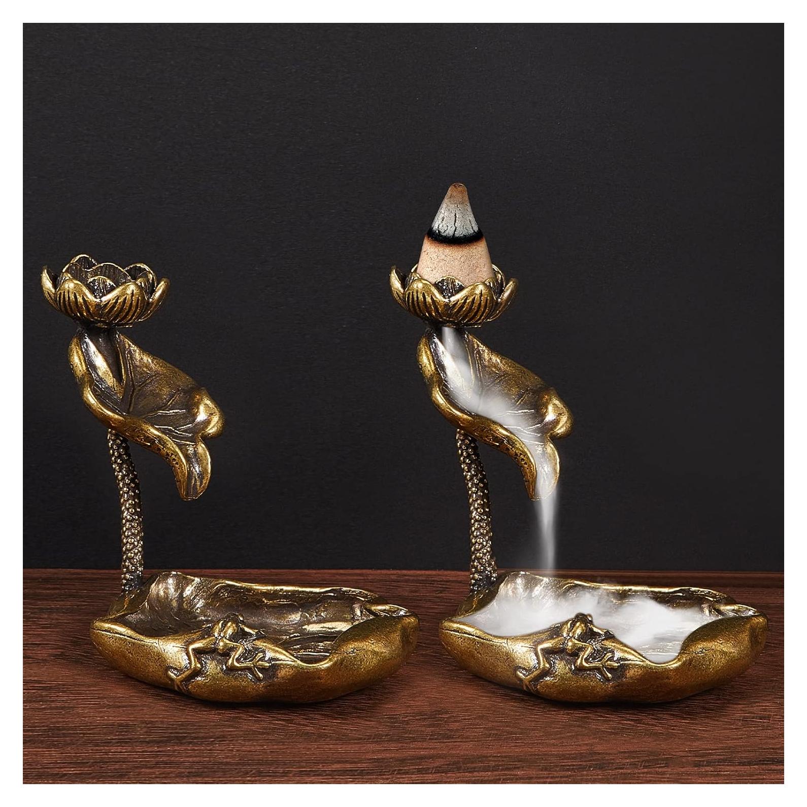 Soporte de Incienso de Loto de Latón Zhehao - 2 Piezas