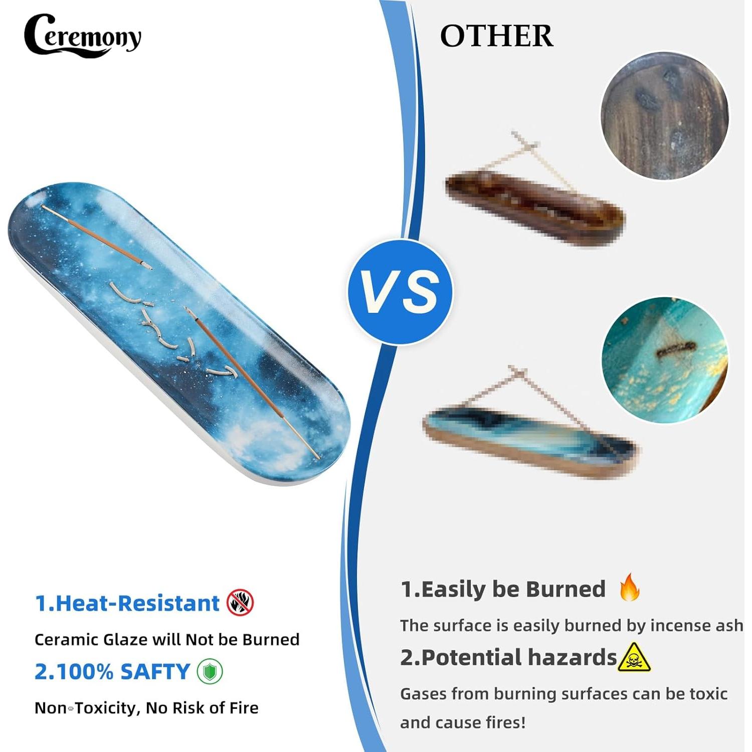 Soporte de Incienso Cerámica CEREMONIA Estrellado 30x10 cm