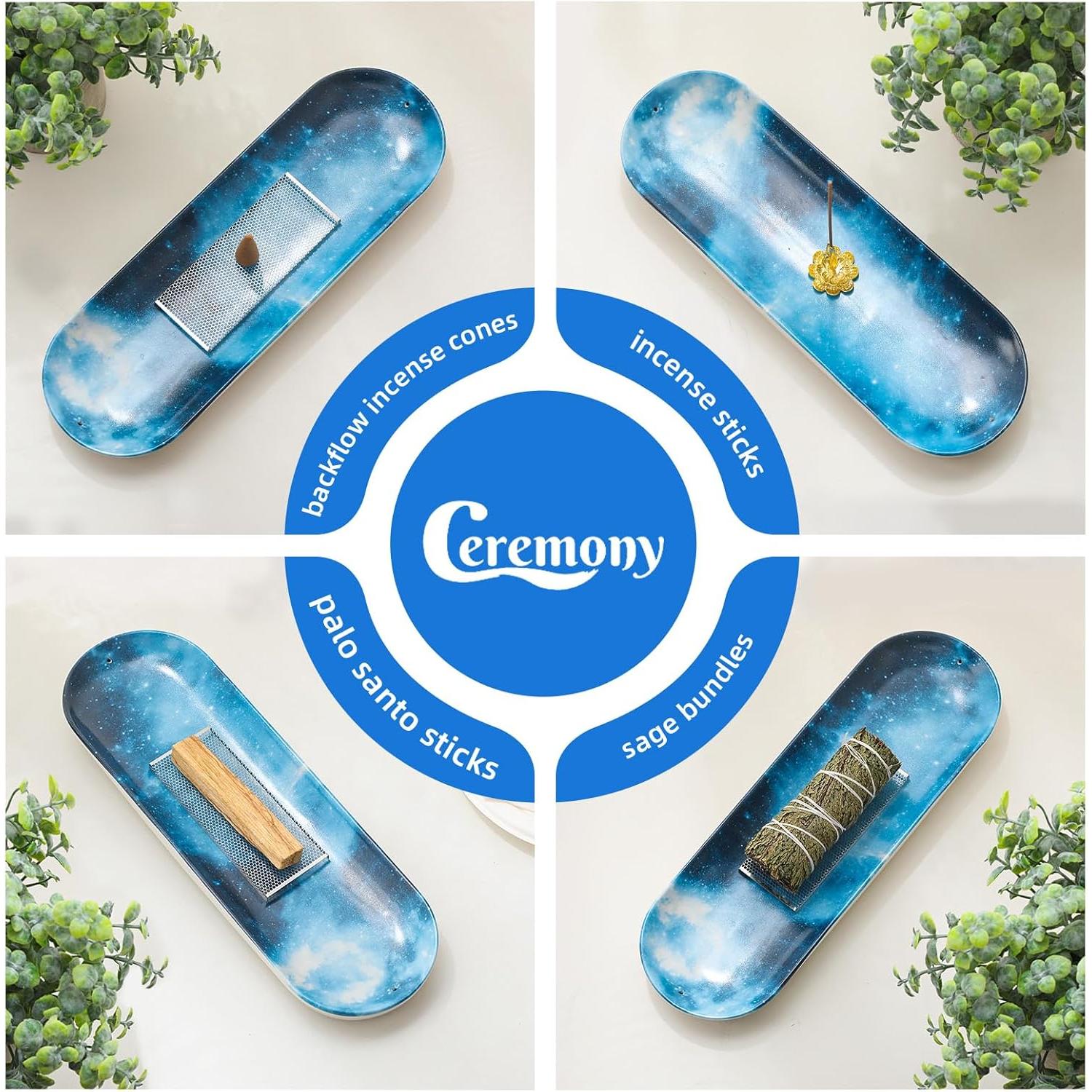 Soporte de Incienso Cerámica CEREMONIA Estrellado 30x10 cm