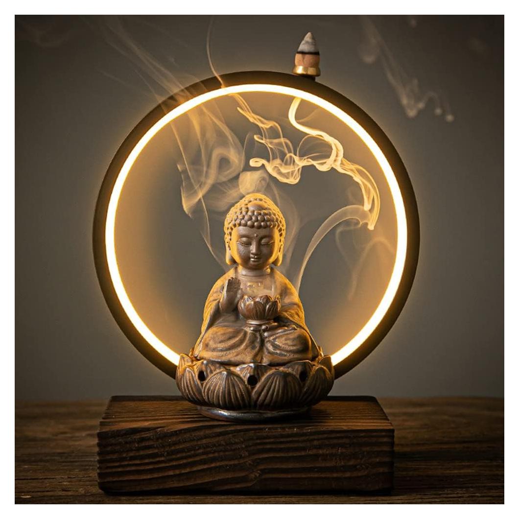 Quemador de Incienso Buda Getrelax Cerámica LED 16x10x22.5cm
