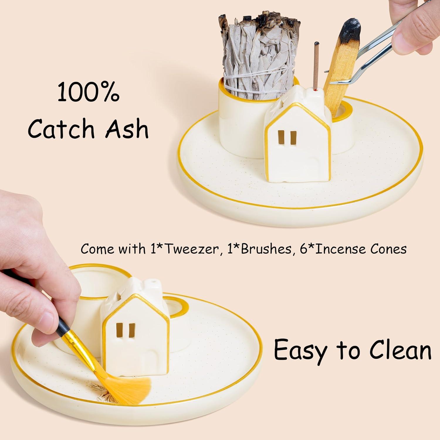 Soporte para Incienso ZenBless 5 en 1 Cerámica Blanca 15cm