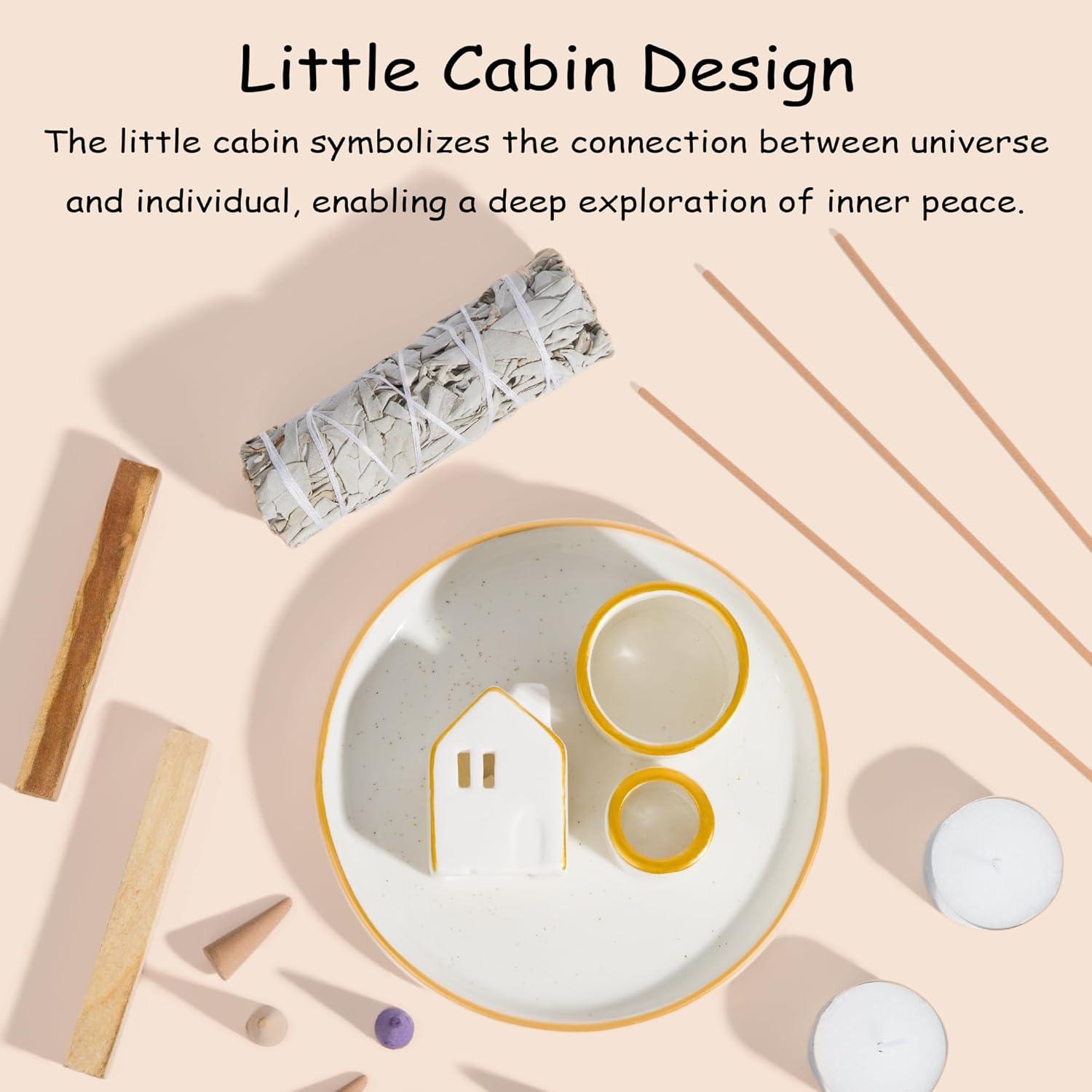 Soporte para Incienso ZenBless 5 en 1 Cerámica Blanca 15cm