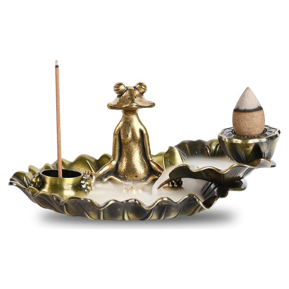 Soporte de Incienso de Rana Lagava - 3 en 1, Oro, Zinc