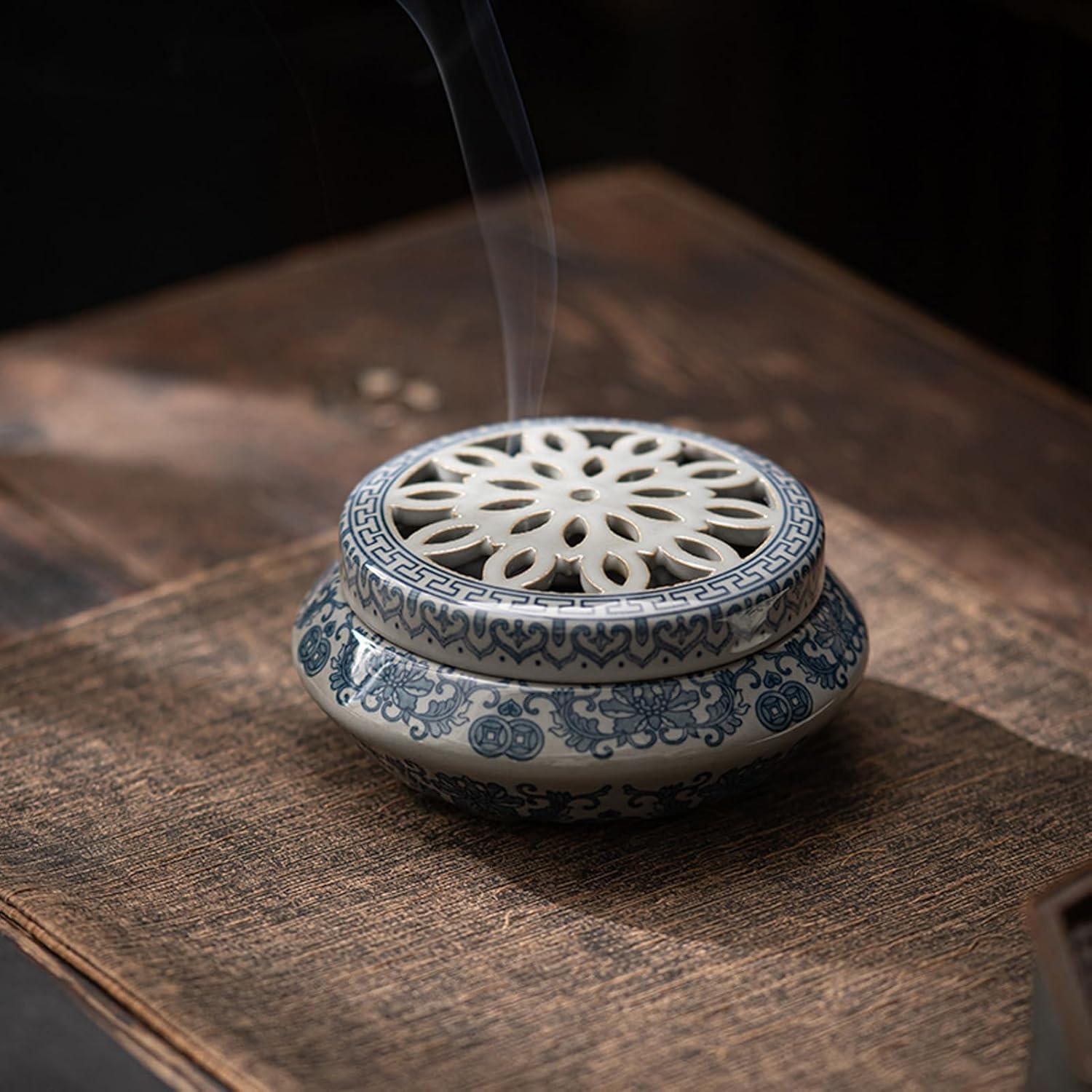 Soporte de Incienso Cerámica CHORZHOW Azul y Blanco 11.8cm