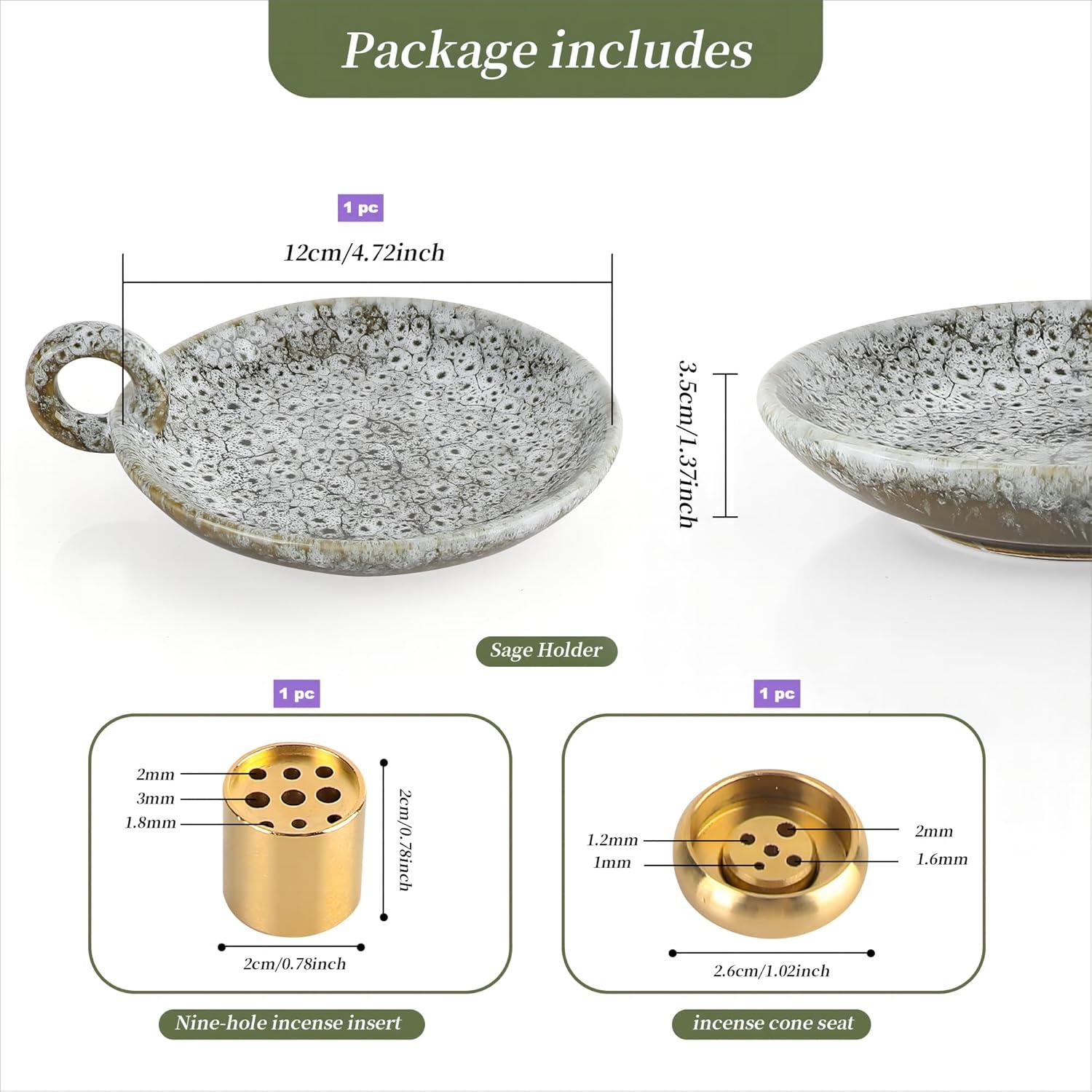 Soporte de Incienso Cerámica Verde 5 en 1 Palo Santo