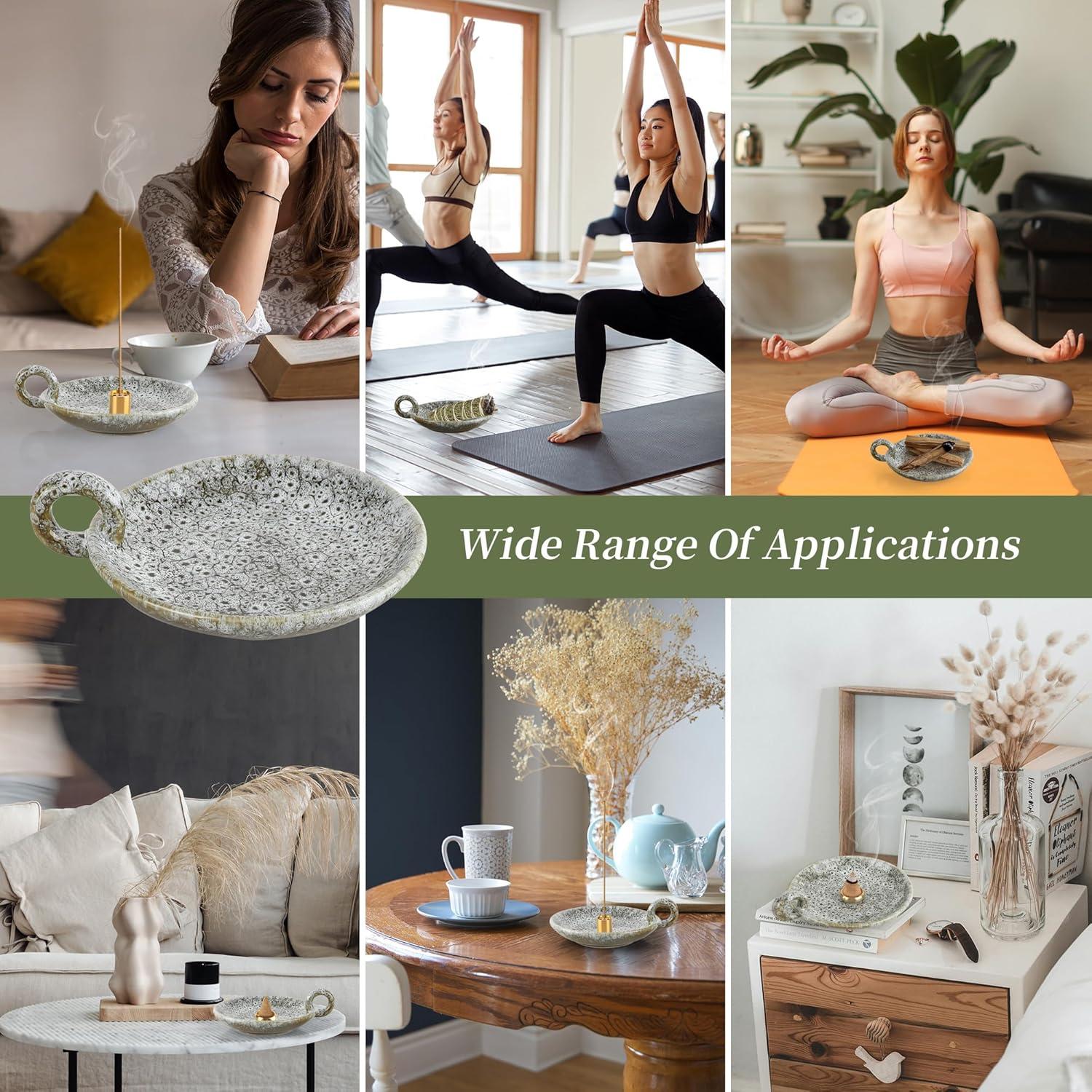 Soporte de Incienso Cerámica Verde 5 en 1 Palo Santo