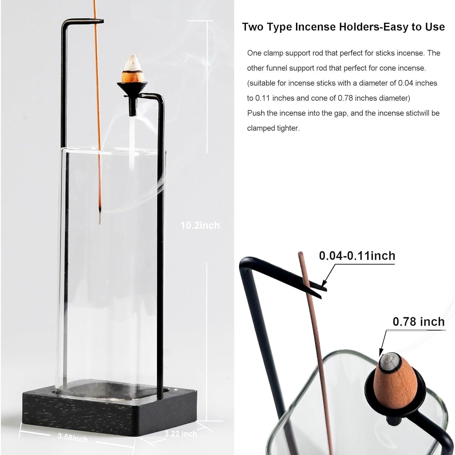 Soporte y Quemador de Incienso Hukalw Negro con Vidrio Removible