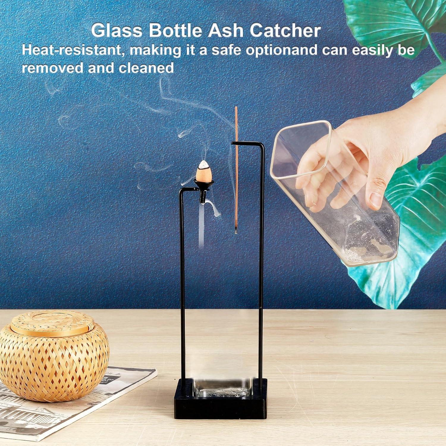 Soporte y Quemador de Incienso Hukalw Negro con Vidrio Removible